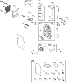 Crankcase Cover/Sump And Lubrication Group Diagram and Parts List for 386447-3331-G1 200000 - 399999 Briggs and Stratton Engine